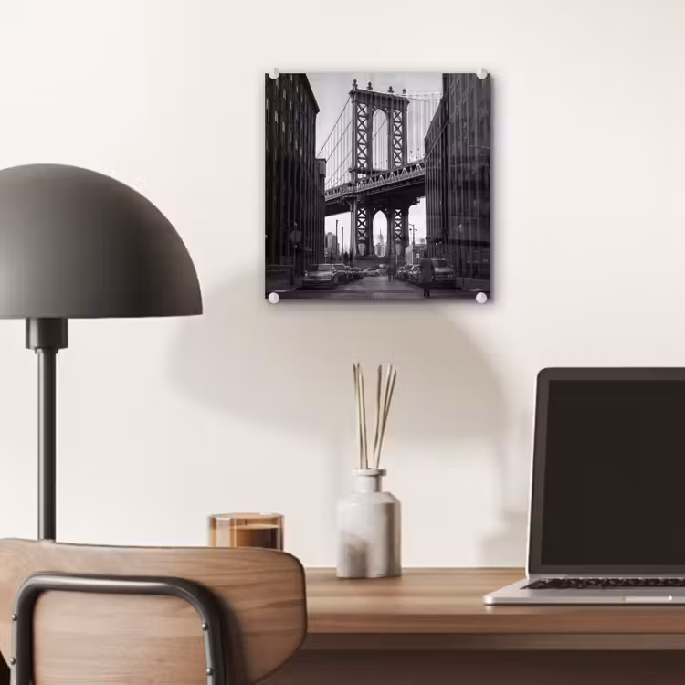 Glas schilderij - Brug - Stad - Architectuur - Modern - Zwart-wit — 7