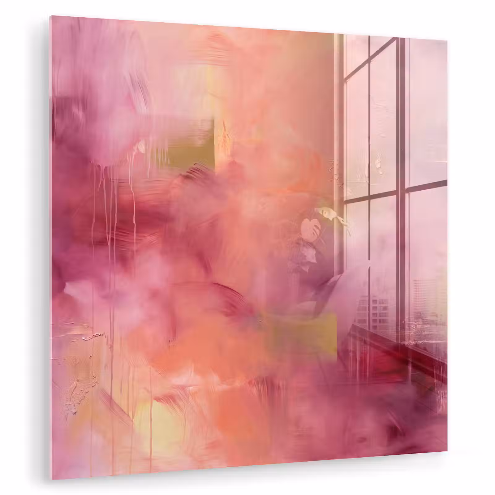 Glas schilderij - Abstract - Kleuren - Modern - Roze - Paars — 1