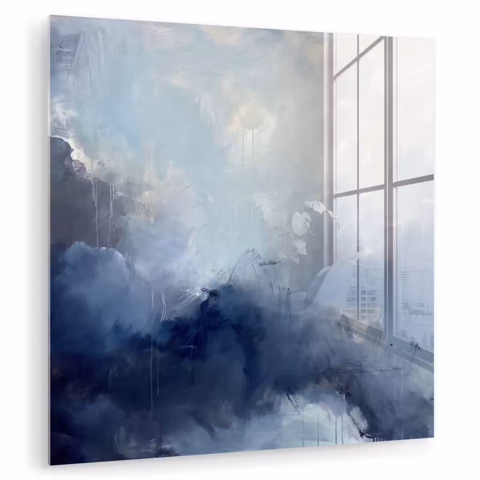 Glas schilderij - Abstract - Wolken - Modern - Blauw - Kunst — 1
