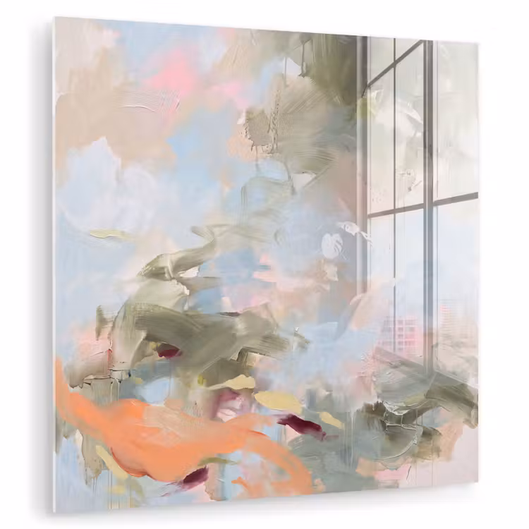 Glas schilderij - Abstract - Borstelstreken - Kunst - Modern - Pastel — 1