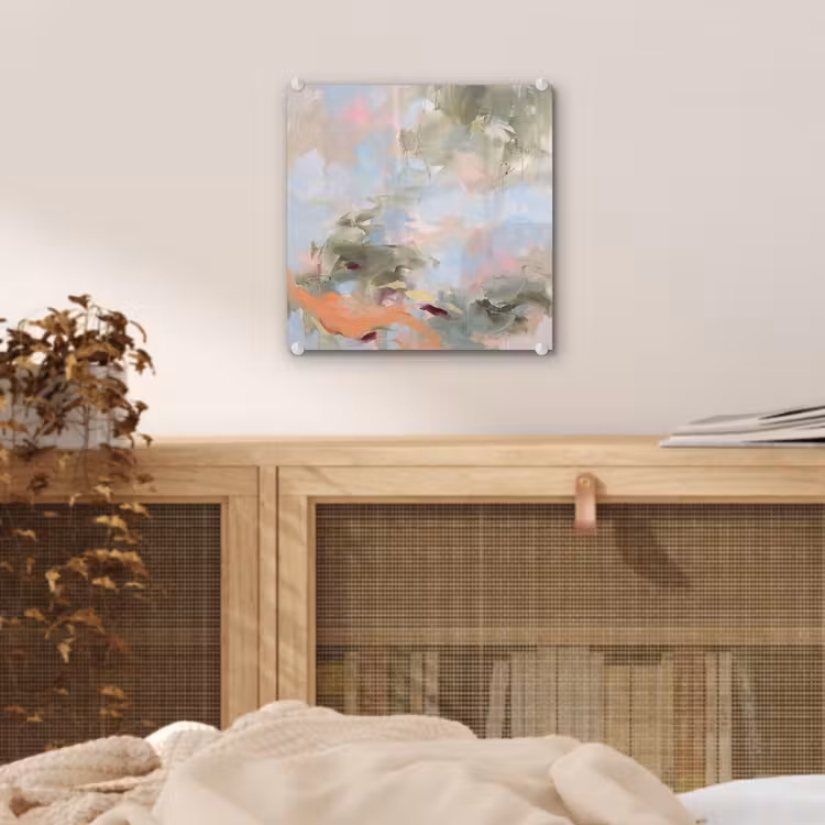 Glas schilderij - Abstract - Borstelstreken - Kunst - Modern - Pastel — 5