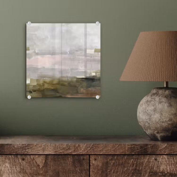 Glas schilderij - Abstract - Gelaagd - Kunst - Modern - Grijs-Groen — 4