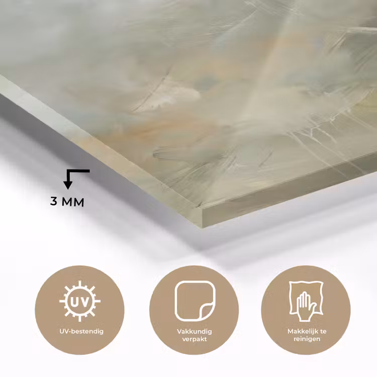 Glas schilderij - Abstract - Groen - Beige - Modern - Kunst — 3