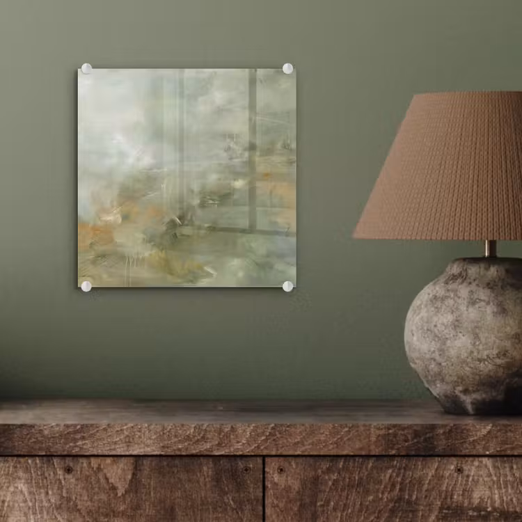Glas schilderij - Abstract - Groen - Beige - Modern - Kunst — 4