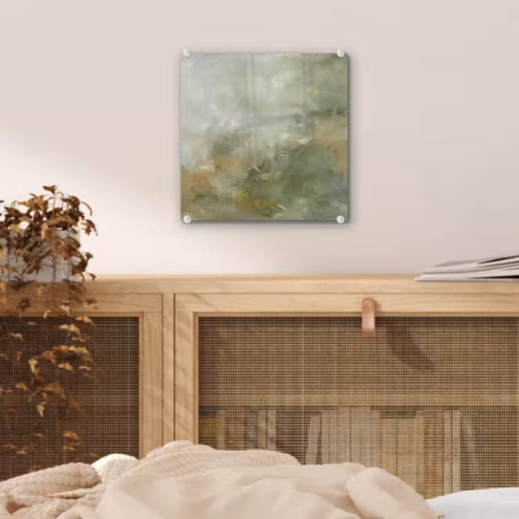 Glas schilderij - Abstract - Groen - Beige - Modern - Kunst — 5