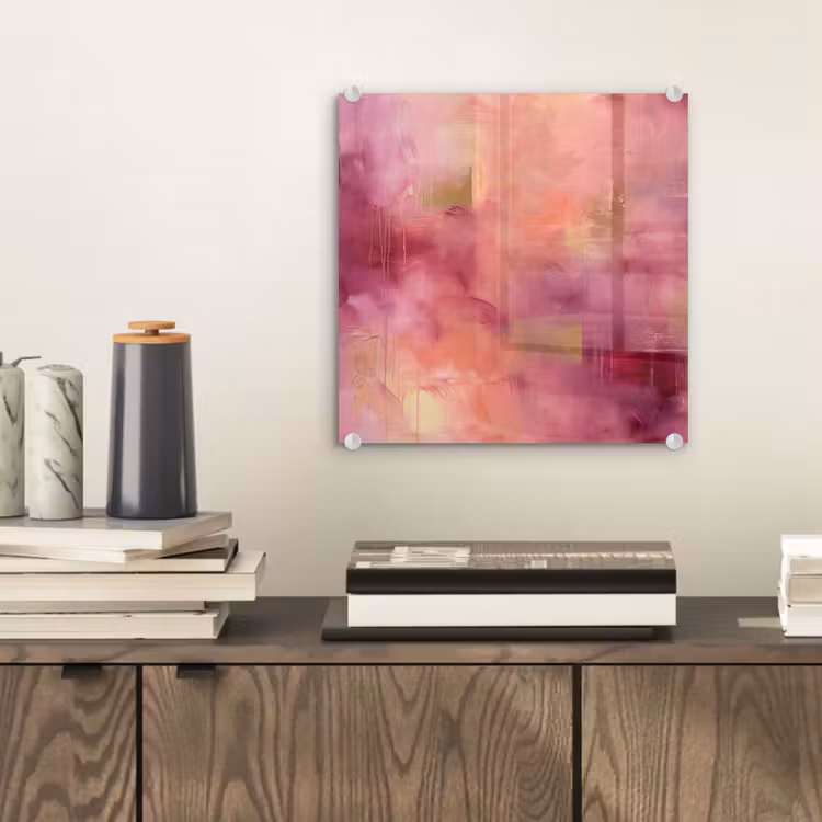 Glas schilderij - Abstract - Kleuren - Modern - Roze - Paars — 2