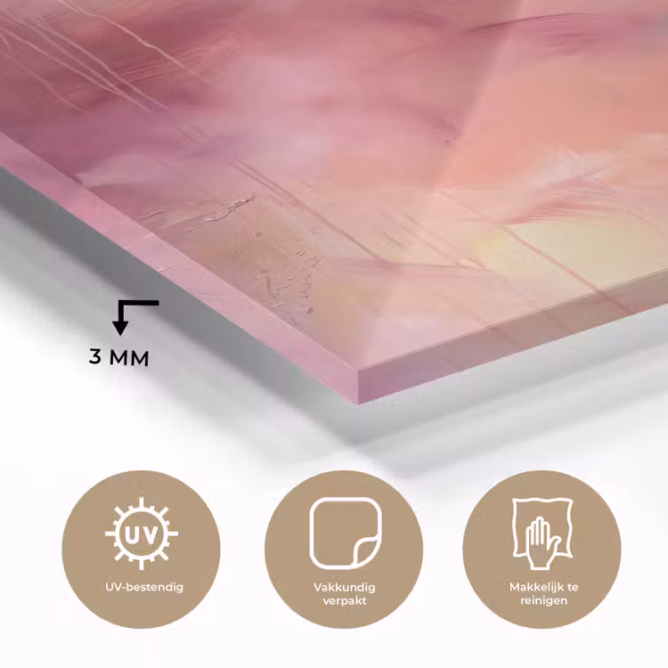 Glas schilderij - Abstract - Kleuren - Modern - Roze - Paars — 3