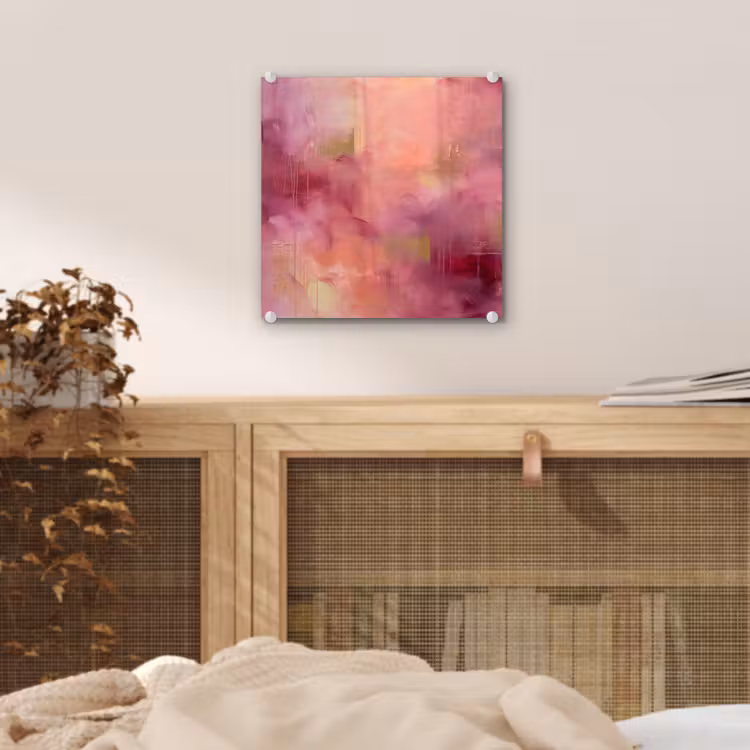 Glas schilderij - Abstract - Kleuren - Modern - Roze - Paars — 5