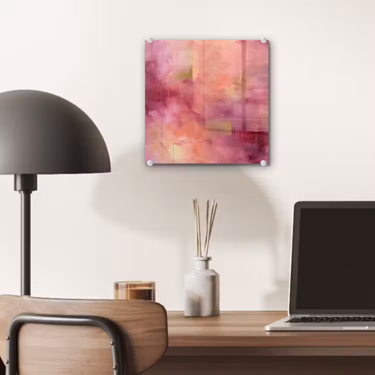 Glas schilderij - Abstract - Kleuren - Modern - Roze - Paars — 7