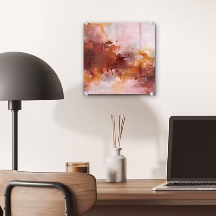 Glas schilderij - Abstract - Kleurrijk - Kunst - Modern - Roze-Rood — 7