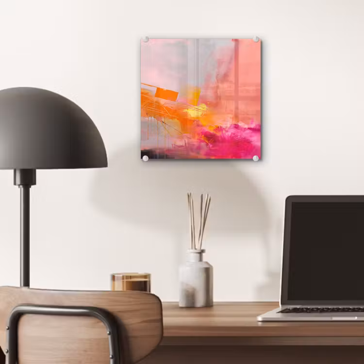 Glas schilderij - Abstract - Kleurrijk - Modern - Roze — 7