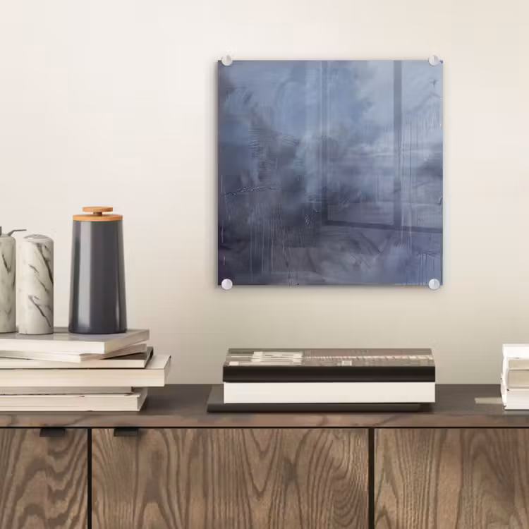 Glas schilderij - Abstract - Kwaststreken - Modern - Kunst - Grijs — 2