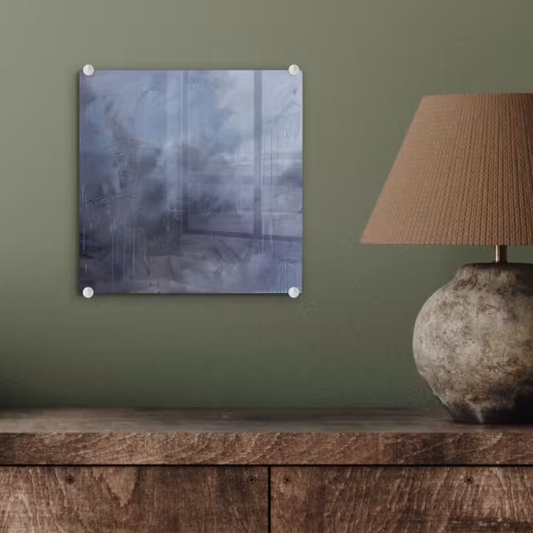 Glas schilderij - Abstract - Kwaststreken - Modern - Kunst - Grijs — 4