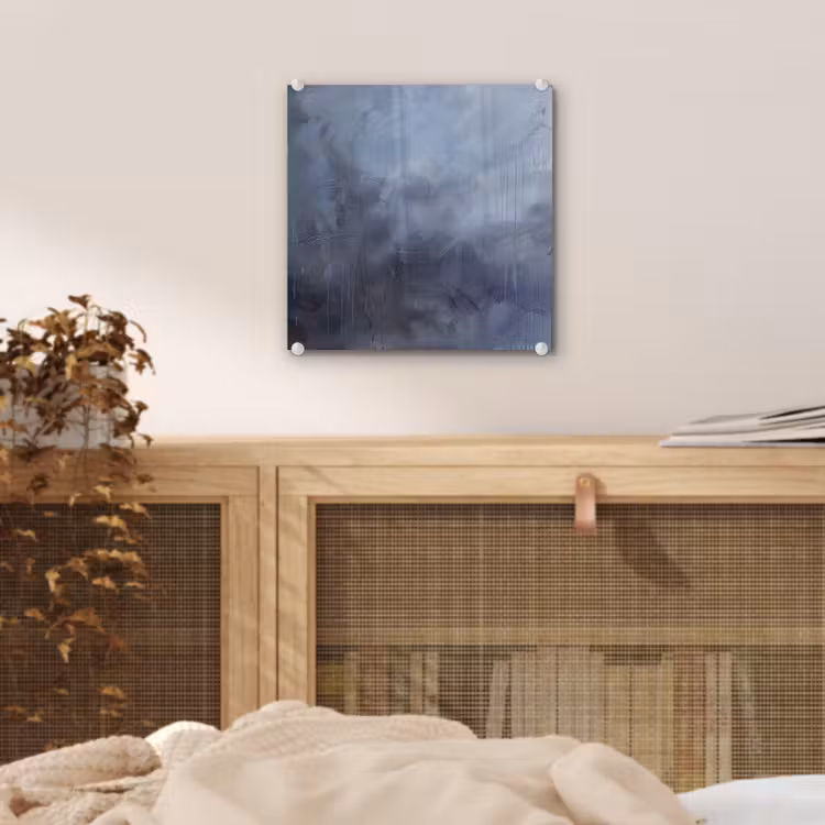 Glas schilderij - Abstract - Kwaststreken - Modern - Kunst - Grijs — 5