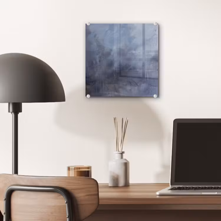 Glas schilderij - Abstract - Kwaststreken - Modern - Kunst - Grijs — 7