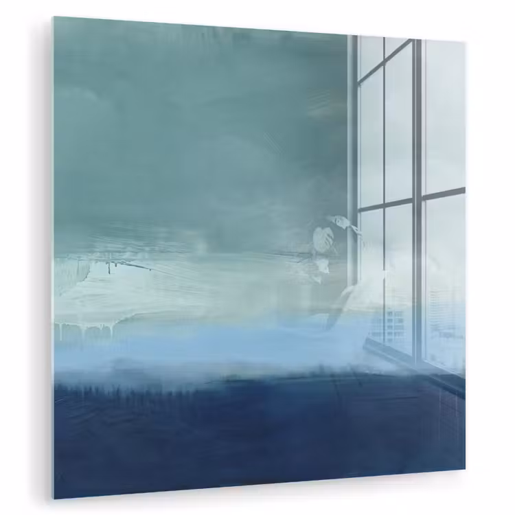 Glas schilderij - Abstract - Lagen - Rust - Modern - Blauw — 1