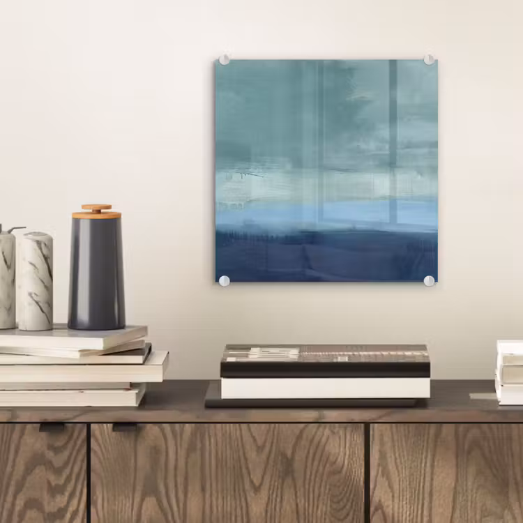 Glas schilderij - Abstract - Lagen - Rust - Modern - Blauw — 2