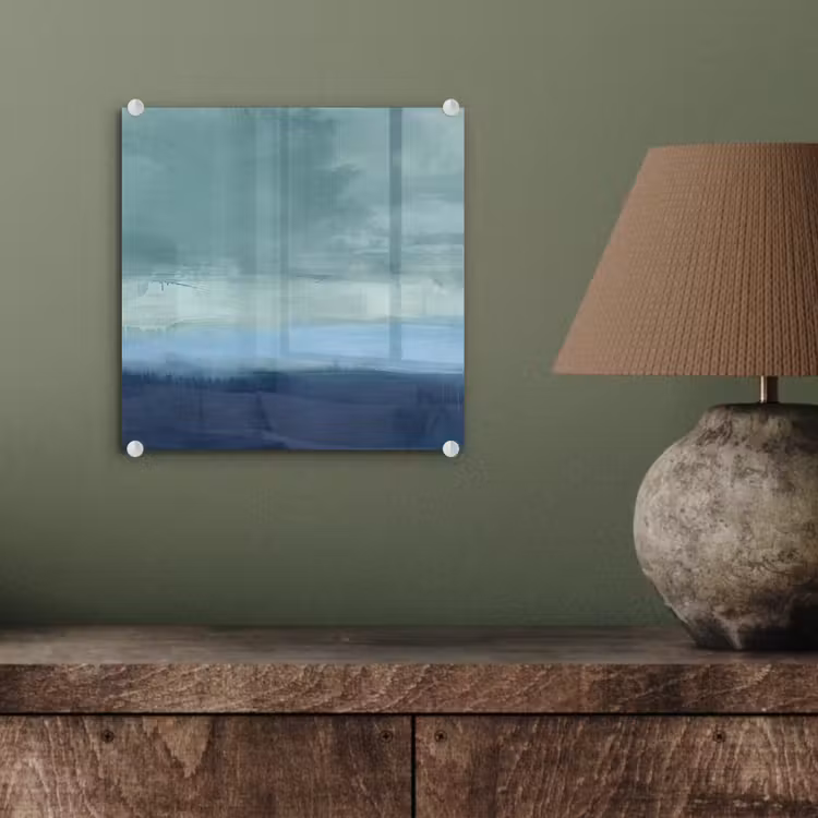 Glas schilderij - Abstract - Lagen - Rust - Modern - Blauw — 4