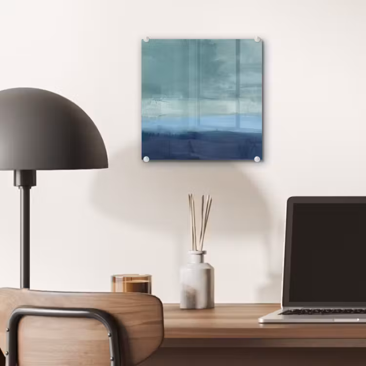 Glas schilderij - Abstract - Lagen - Rust - Modern - Blauw — 7