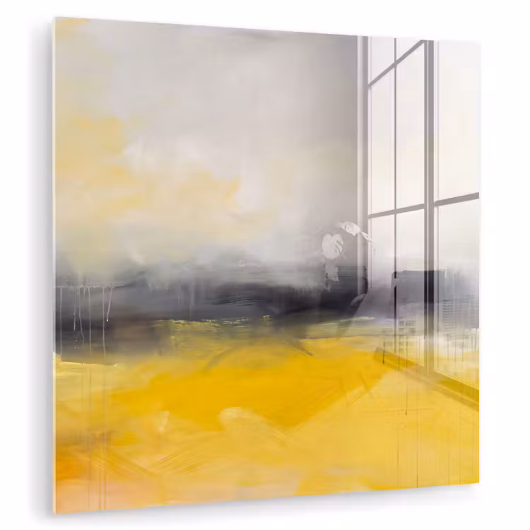 Glas schilderij - Abstract - Landschap - Modern - Geel — 1