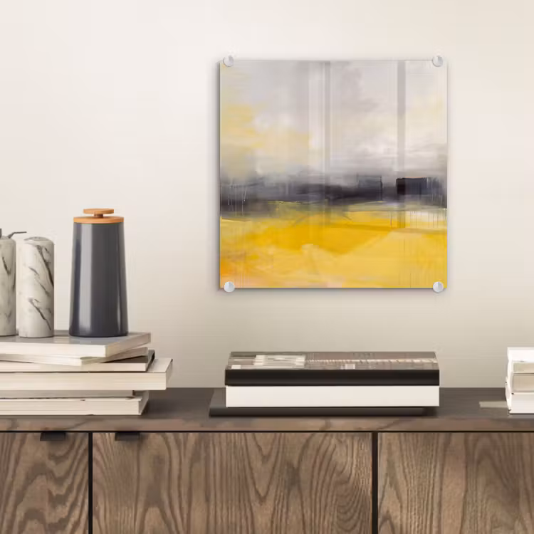 Glas schilderij - Abstract - Landschap - Modern - Geel — 2