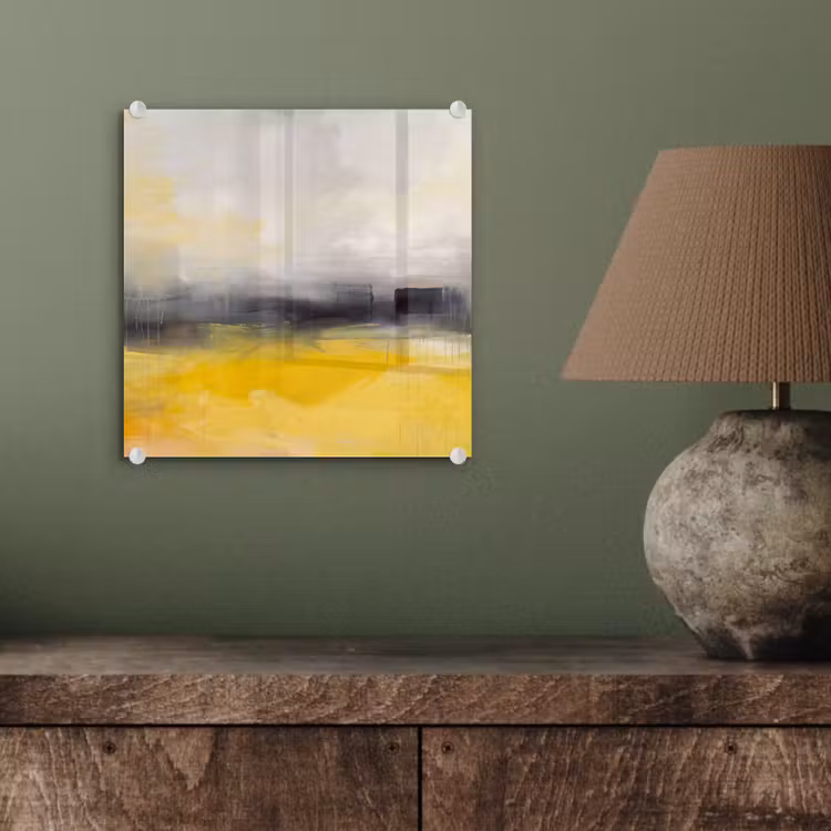 Glas schilderij - Abstract - Landschap - Modern - Geel — 4