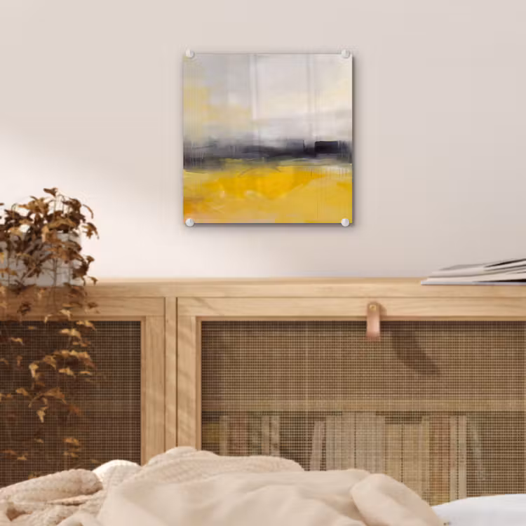 Glas schilderij - Abstract - Landschap - Modern - Geel — 5