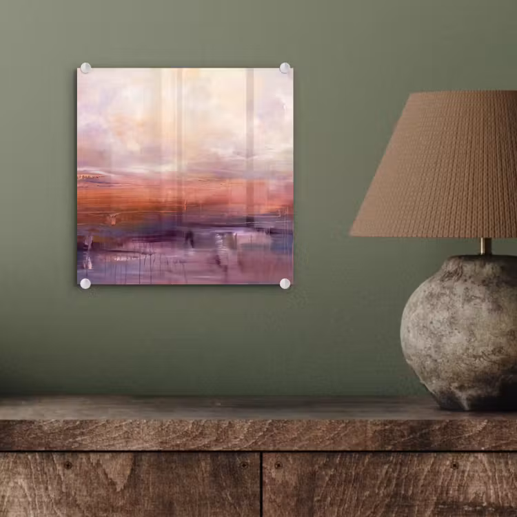 Glas schilderij - Abstract - Landschap - Modern - Paars - Oranje — 4