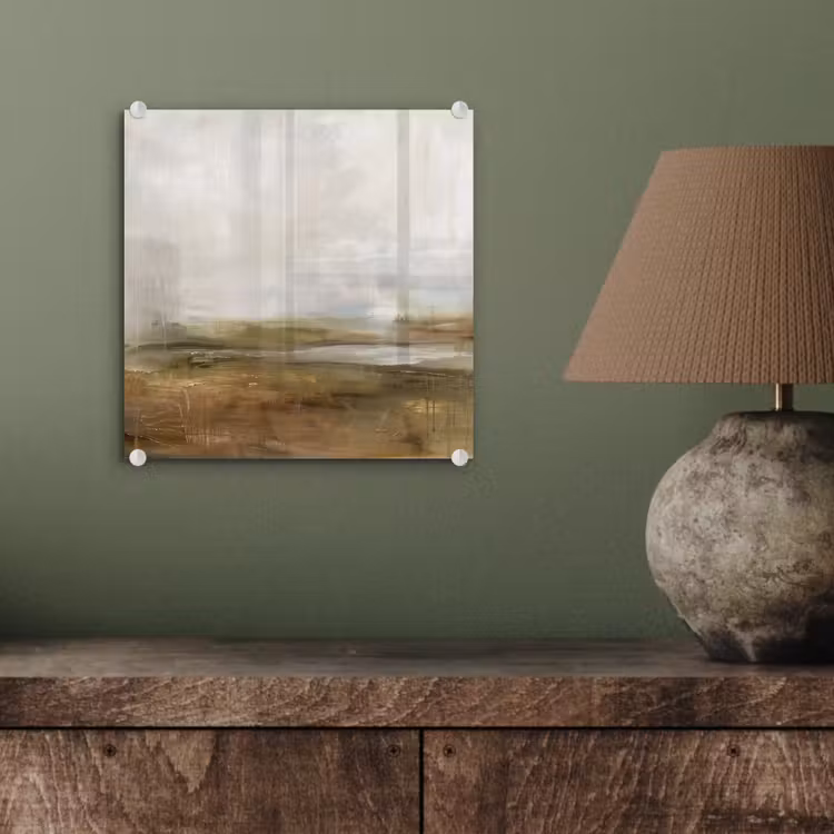 Glas schilderij - Abstract - Landschap - Natuur - Beige - Bruin — 4