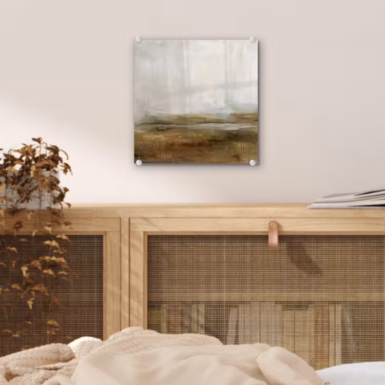 Glas schilderij - Abstract - Landschap - Natuur - Beige - Bruin — 5