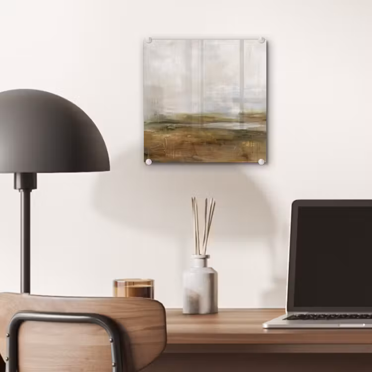 Glas schilderij - Abstract - Landschap - Natuur - Beige - Bruin — 7