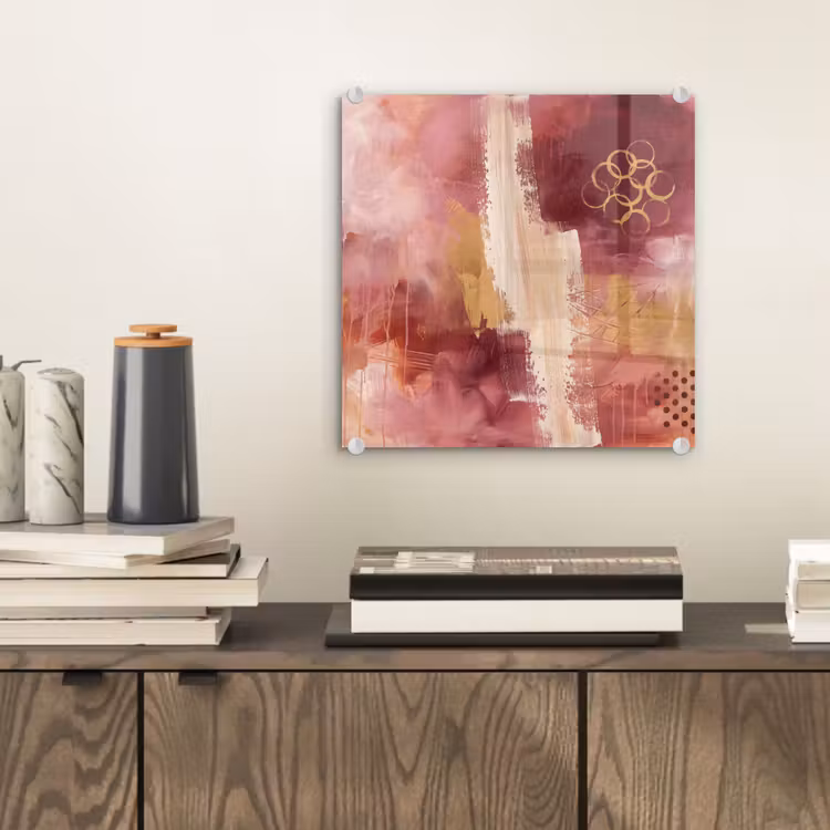Glas schilderij - Abstract - Rood - Goud - Modern - Kunst — 2