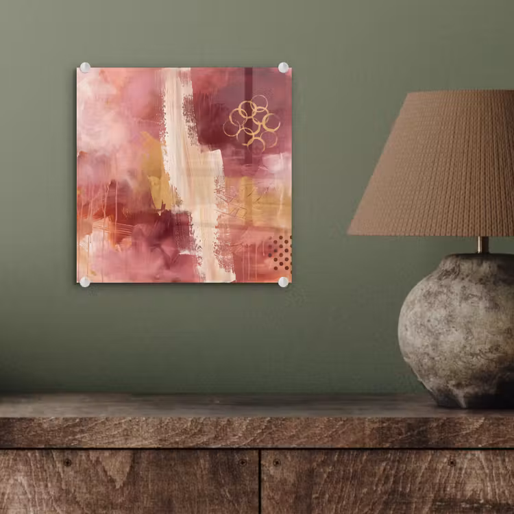 Glas schilderij - Abstract - Rood - Goud - Modern - Kunst — 4