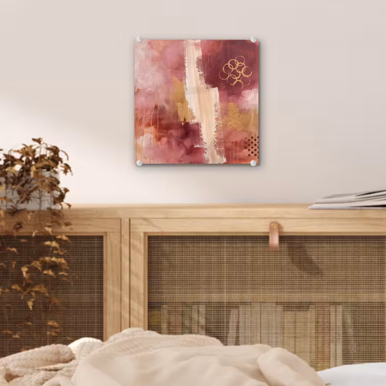Glas schilderij - Abstract - Rood - Goud - Modern - Kunst — 5