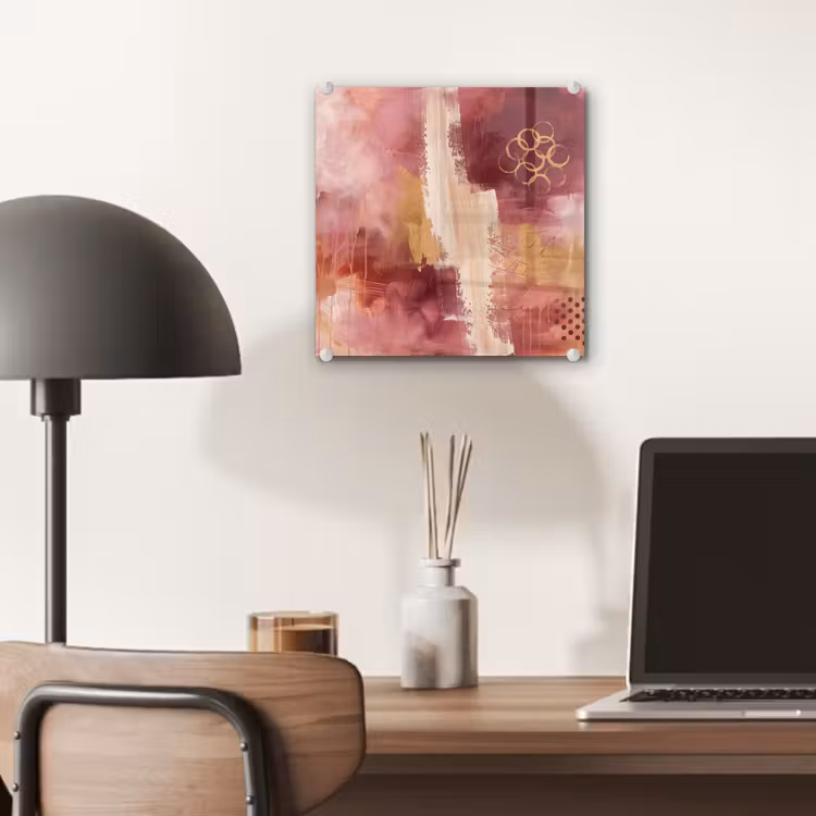 Glas schilderij - Abstract - Rood - Goud - Modern - Kunst — 7