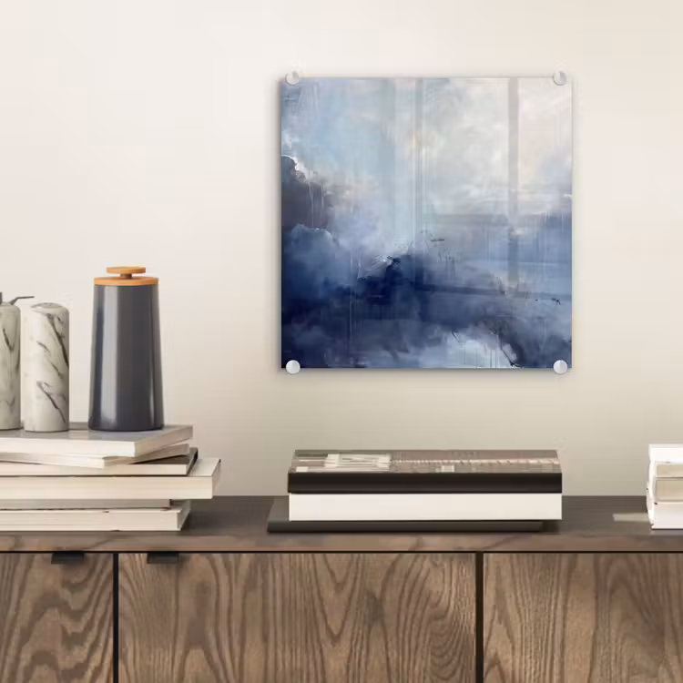 Glas schilderij - Abstract - Wolken - Modern - Blauw - Kunst — 2