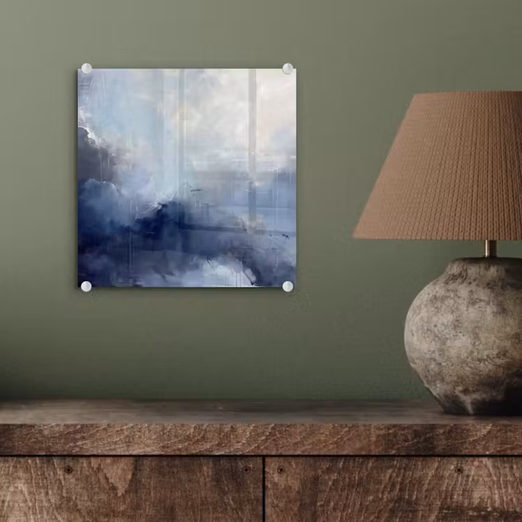 Glas schilderij - Abstract - Wolken - Modern - Blauw - Kunst — 4