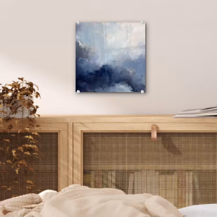 Glas schilderij - Abstract - Wolken - Modern - Blauw - Kunst — 5