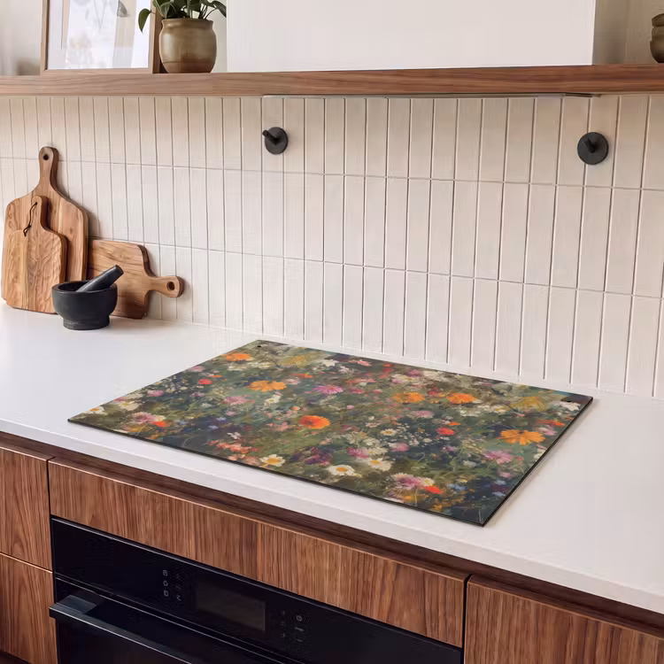 Inductie beschermer en spatscherm (2in1) - Bloemenveld - Kleuren - Verf — 3