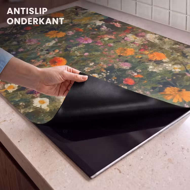 Inductie beschermer en spatscherm (2in1) - Bloemenveld - Kleuren - Verf — 4