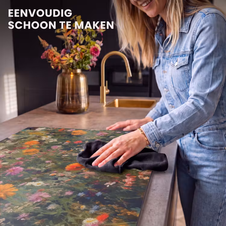 Inductie beschermer en spatscherm (2in1) - Bloemenveld - Kleuren - Verf — 5