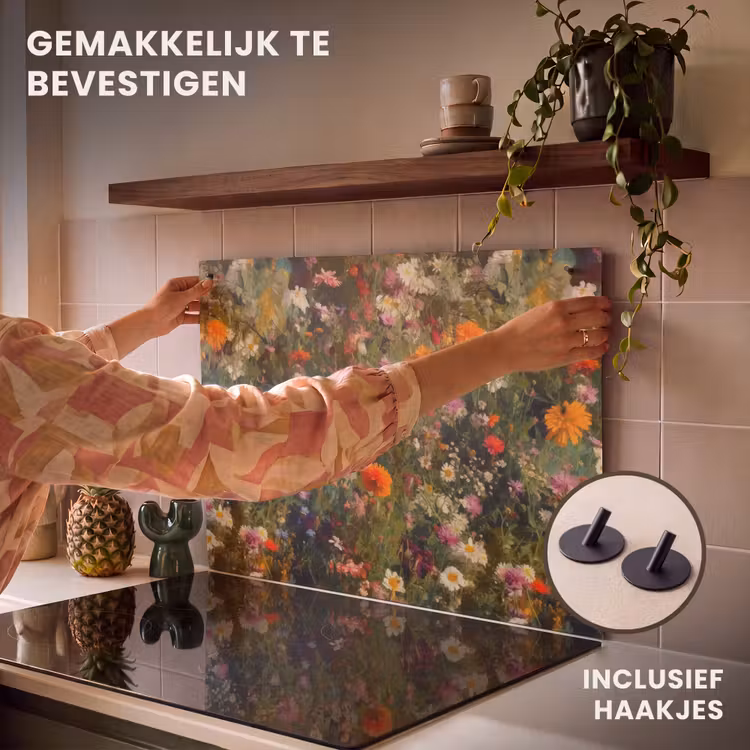 Inductie beschermer en spatscherm (2in1) - Bloemenveld - Kleuren - Verf — 7