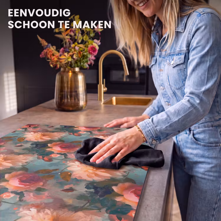 Inductie beschermer en spatscherm (2in1) - Roze - Patroon - Bloemen — 5