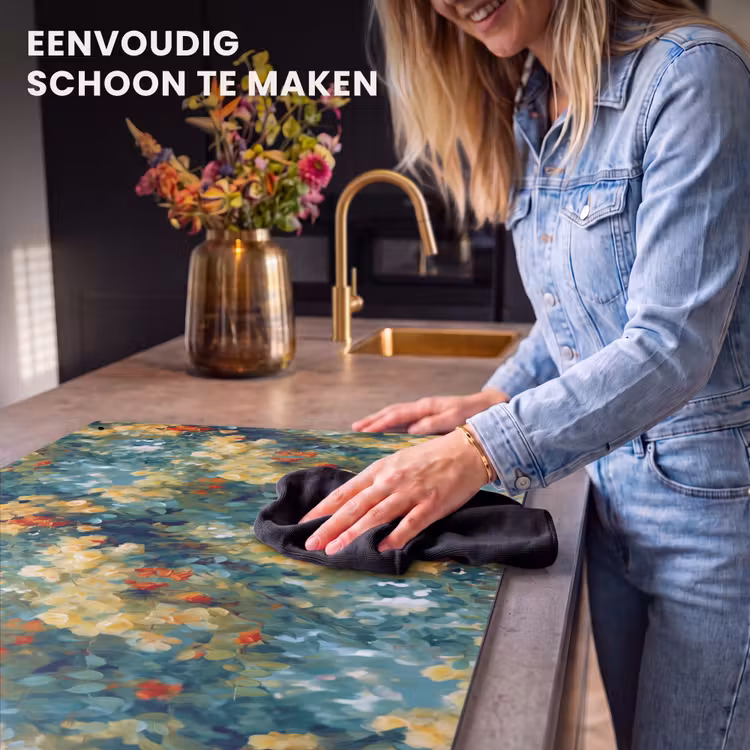 Inductie beschermer en spatscherm (2in1) - Geel - Bloemen - Groen - Bladeren — 5