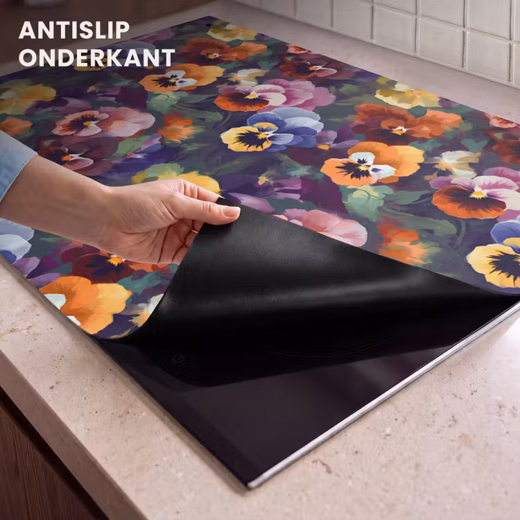 Inductie beschermer en spatscherm (2in1) - Viooltjes - Kleuren - Bloemblaadjes — 4