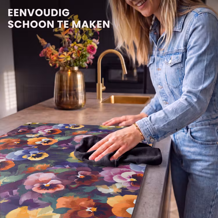 Inductie beschermer en spatscherm (2in1) - Viooltjes - Kleuren - Bloemblaadjes — 5
