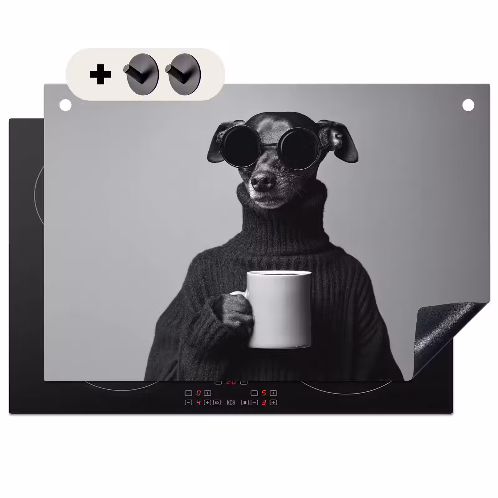 Inductie beschermer en spatscherm (2in1) - Coltrui - Hond - Bril - Mok — 1