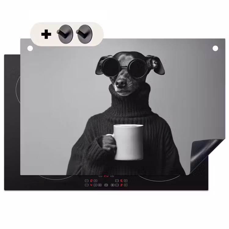 Inductie beschermer en spatscherm (2in1) - Coltrui - Hond - Bril - Mok — 1
