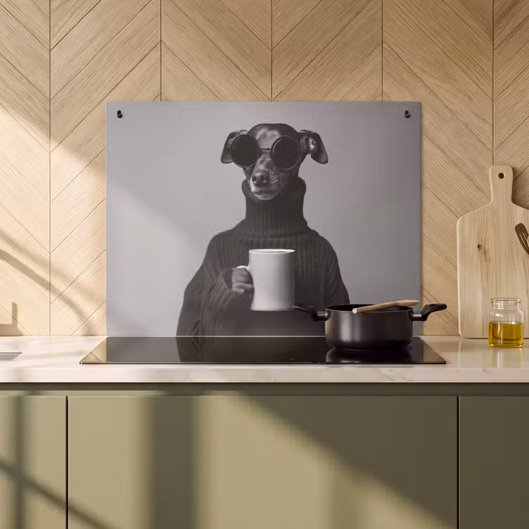 Inductie beschermer en spatscherm (2in1) - Coltrui - Hond - Bril - Mok — 2