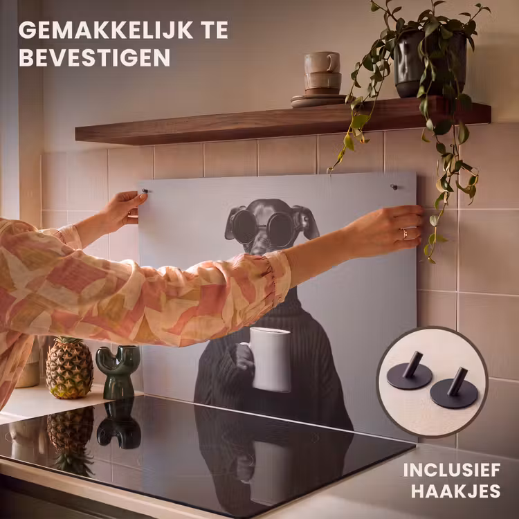 Inductie beschermer en spatscherm (2in1) - Coltrui - Hond - Bril - Mok — 7